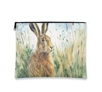 Borsa per il trucco artistica a forma di coniglio, borsa da viaggio per cosmetici a forma di coniglietto per donna, piccolo organizer portatile in tela con cerniera, borsa da toilette le 7x9 pollici