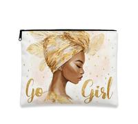 Borsa per il trucco artistica bohémien, con illustrazione di una ragazza dorata, borsa da viaggio per cosmetici da donna, organizer portatile in tela con cerniera, borsa per la cura della pelle