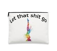 Borsa per il trucco artistica colorata, per yoga, con citazione ispiratrice, borsa da viaggio per donne, organizer portatile in tela con cerniera, bianco, 7x9 Inch, Yoga