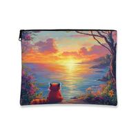 Borsa per il trucco artistico, borsa da viaggio per cosmetici con paesaggio al tramonto, borsa da viaggio per donne, organizer portatile in tela con cerniera, elementi essenziali per primavera estate