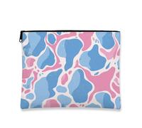 Borsa per il trucco astratta, blu e pesca, con forme organiche, da viaggio, per donne, piccola borsa portatile con cerniera, borsa da toilette regalo per le vacanze, Blu, 7x9 Inch, Forme