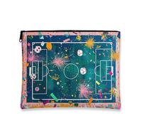 Borsa per il trucco astratta con campo da calcio, borsa da viaggio colorata divertente per donne, organizer portatile in tela con cerniera, borsa da toilette per la cura della pelle sportiva