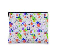 Borsa per il trucco astratta geometrica, borsa da viaggio per cosmetici dalle forme colorate per le donne, organizer versatile con cerniera, borsa da toilette estiva per la cura della pelle, bianco