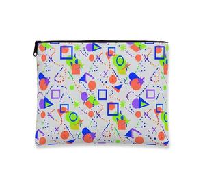 Borsa per il trucco astratta geometrica, borsa da viaggio per cosmetici dalle forme colorate per le donne, organizer versatile con cerniera, borsa da toilette estiva per la cura della pelle, bianco