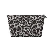 Borsa per il trucco astratta minimalista a forma di serpente bianco, borsa per cosmetici da viaggio borsa da trucco da donna, borsa per il trucco in pelle, graziosa custodia per il trucco, Argento