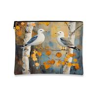 Borsa per il trucco autunnale con gabbiano e uccello, borsa da viaggio per donne, regali per ragazze, organizer portatile in tela con cerniera, 17,8 x 22,9 cm