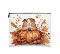 Borsa per il trucco autunnale con porcellino d'India, borsa da viaggio per donne e ragazze, organizer portatile per animali domestici, piccola tela con cerniera, 17,8 x 22,9 cm