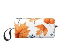 Borsa per il trucco autunnale del Ringraziamento Organizer da viaggio resistente all'acqua per donne e uomini Custodia per cosmetici raccolta autunnale con cerniera piccola borsa portatile per