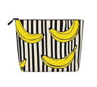 Borsa per il trucco Banana2 Banana per donna, grande pochette cosmetica da viaggio, organizer per articoli da toilette effetto lino resistente all'acqua con cerniera, borsa portaoggetti per la cura de