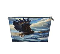 Borsa per il trucco, beauty case, borsa da viaggio per cosmetici, aquila che vola sulle onde del cielo, per donna, 7 x 2,4 x 5 pollici