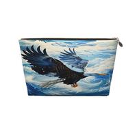 Borsa per il trucco, beauty case, pochette da viaggio donna con motivo aquila che si libra nel cielo e