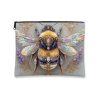 Borsa per il trucco Bee Art, borsa da viaggio per cosmetici, con api colorate, da donna, piccola borsa portatile in tela con cerniera, regalo di primavera per la cura della pelle, Colorato, 7x9 Inch