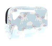 Borsa per il trucco blu con unicorno che gioca con stelle dei cartoni animati per borsa da viaggio portatile borsa organizer per articoli da toeletta Beauty Bag, Multicolore 06,