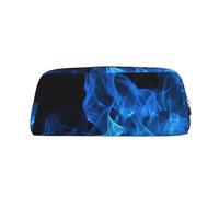 Borsa per il trucco Blue Flame, beauty case da viaggio, astuccio grande per matite per uomo e donna, portamonete in pelle con cerniera.