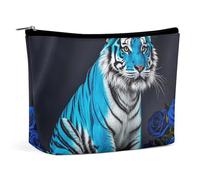 Borsa per il trucco Blue Rose Tiger per donna, portatile, cosmetica, impermeabile, estetica, da viaggio e da lavoro