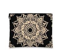 Borsa per il trucco bohémien, borsa da viaggio per cosmetici vintage con mandala nera, borsa da viaggio per donne, piccola borsa portatile in tela con cerniera, regalo per festival, per articoli da