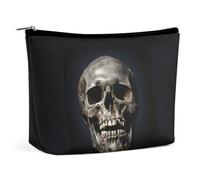 Borsa per il trucco, borsa cosmetica con rossetto e teschio della morte, organizer portatile con cerniera