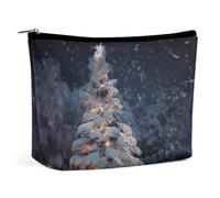 Borsa per il trucco Borsa cosmetica portatile Albero di Natale Borsa da toeletta con neve Custodia per l'organizzazione del trucco Borsa con cerniera di grande capacità Borsa da toeletta da viaggio pe