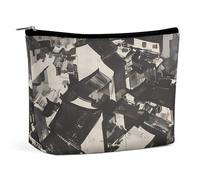 Borsa per il trucco Borsa cosmetica portatile Borsa da toeletta con dipinto in bianco e nero Custodia per l'organizzazione del trucco Borsa con cerniera di grande capacità Borsa da toeletta da viaggio