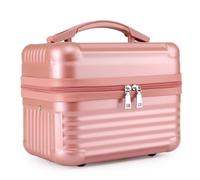 Borsa per il trucco, borsa cosmetica portatile di grande capacità, borsa per cosmetici Train Box borsa per il trucco con organizer per pennelli borsa da viaggio per regalo da donna (oro rosa)
