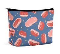 Borsa per il trucco Borsa cosmetica portatile Fette di carne Modello Borsa da toeletta Organizer per il trucco Custodia con cerniera di grande capacità Borsa da toeletta da viaggio per donne e uomini