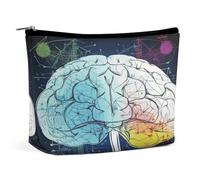 Borsa per il trucco Borsa cosmetica portatile Geometria Immagine del cervello con scienza Borsa da toeletta Organizer per il trucco Custodia con cerniera di grande capacità Borsa da toeletta da viaggi