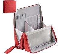 Borsa per Il Trucco,Borsa Cosmetica Portatile,Organizer da Viaggio di Grande Capacità Stoccaggio Toilette per Stoccaggio con Manico e Divisore(Red)