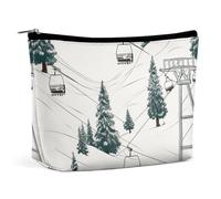 Borsa per il trucco Borsa cosmetica portatile Ski Lift con abete Borsa da toeletta Organizer per il trucco Custodia con cerniera di grande capacità Borsa da toeletta da viaggio per donne e uomini