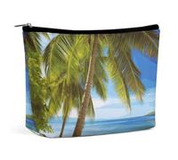 Borsa per il trucco Borsa cosmetica portatile Verde Palme Oceano Borsa da toeletta Organizer per il trucco Custodia con cerniera di grande capacità Borsa da toeletta da viaggio per donne e uomini