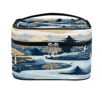 Borsa per il trucco, borsa da toilette da viaggio di grande capacità con albero invernale per le donne con manico e corda fissa elastica organizer portatile per trucco, Albero d'Inverno, Misura unica,
