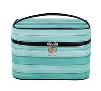 Borsa per il trucco, borsa da toilette da viaggio in legno verde di grande capacità per le donne con manico e corda fissa elastica portatile organizer per trucco, Legno Verde, Misura unica, Astuccio