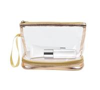 Borsa per il trucco, borsa da viaggio per il trucco| Borsa impermeabile per riporre il viso a doppio strato, organizzazione di cosmetici per la casa, performance teatrale, viaggi d'affari, feste, Oro