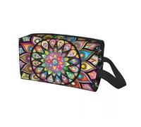 Borsa per il trucco Borsa da viaggio personalizzata Om Mandala for articoli toeletta Buddismo Aum Yoga Meditazione Cosmetici Trucco Organizzatore Beauty Storage Dopp Kit Box(Color 05)