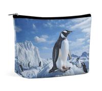 Borsa per il trucco Borsa per cosmetici Borsa per rossetto Borsa con cerniera Borsa per articoli da toeletta portatile con stampa a forma di pinguino di montagna innevata Accessori