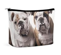 Borsa per il trucco Borsa per cosmetici Borsa per rossetto Borsa con cerniera Due simpatici cani bulldog stampati Organizer Borsa da toeletta portatile Accessori