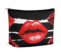 Borsa per il trucco Borsa per cosmetici Borsa per rossetto Borsa con cerniera Labbra rosse Bacio stampato Organizer Borsa da toeletta portatile Accessori