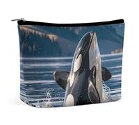 Borsa per il trucco Borsa per cosmetici Borsa per rossetto Borsa con cerniera Orca Killer Whale Stampata Organizer Borsa da toeletta portatile Accessori