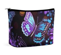 Borsa per il trucco Borsa per cosmetici Borsa per rossetto Borsa con cerniera Viola Farfalla e fiori Stampati Organizer Borsa da toeletta portatile Accessori