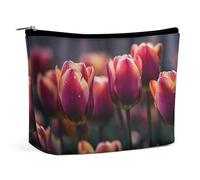Borsa per il trucco Borsa per cosmetici da viaggio Borsa da toeletta portatile con fiori scuri Borsa da toeletta di grande capacità con cerniera Custodia per l'organizzazione del trucco Custodia da to