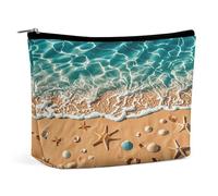 Borsa per il trucco Borsa per cosmetici da viaggio Borsa da toeletta portatile con stelle marine nell'oceano Borsa da toeletta di grande capacità con cerniera Custodia per l'organizzazione del trucco