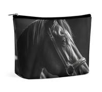 Borsa per il trucco Borsa per cosmetici da viaggio Borsa da toeletta portatile Horse in The Circle Borsa da toeletta di grande capacità con cerniera Custodia per l'organizzazione del trucco Custodia d