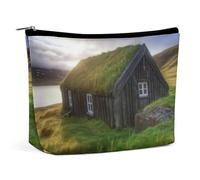 Borsa per il trucco Borsa per cosmetici da viaggio Borsa da toeletta portatile Iceland Hut Borsa da toeletta di grande capacità con cerniera Custodia per l'organizzazione del trucco Custodia da toelet