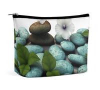 Borsa per il trucco Borsa per cosmetici da viaggio Borsa portatile Cobblestone Zen Flowers Borsa da toilette Grande capacità Borsa con cerniera Custodia per organizer per il trucco Borsa da toilette i
