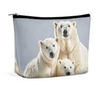 Borsa per il trucco Borsa per cosmetici da viaggio Borsa portatile per articoli da toeletta con orso polare e cucciolo Borsa per articoli da toeletta con cerniera di grande capacità Custodia per l'org