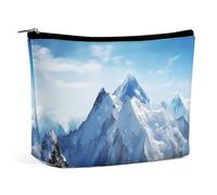 Borsa per il trucco Borsa per cosmetici da viaggio Borsa portatile per articoli da toeletta con paesaggio di montagna innevata Borsa per articoli da toeletta di grande capacità con cerniera Custodia p