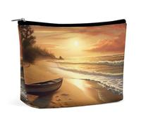 Borsa per il trucco Borsa per cosmetici da viaggio Borsa portatile per la spiaggia al tramonto Borsa da toeletta Grande capacità Borsa con cerniera Custodia per l'organizzazione del trucco Borsa da to