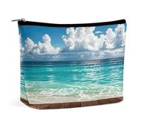 Borsa per il trucco Borsa per cosmetici da viaggio Borsa portatile per le vacanze al sole Borsa da toilette da spiaggia Grande capacità Borsa con cerniera Custodia per l'organizzazione del trucco Cust