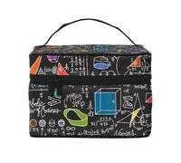 Borsa per il trucco, Borsa per cosmetici grande Borsa da viaggio portatile in pelle impermeabile per donne e ragazze,Equazioni matematiche colorate