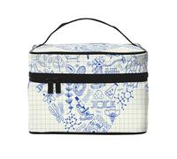 Borsa per il trucco, Borsa per cosmetici grande Borsa da viaggio portatile in pelle impermeabile per donne e ragazze,Disegni di biologia nel cuore
