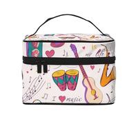 Borsa per il trucco, Borsa per cosmetici grande Borsa da viaggio portatile in pelle impermeabile per donne e ragazze,Dischi musicali La musica blues è il tema della mia vita